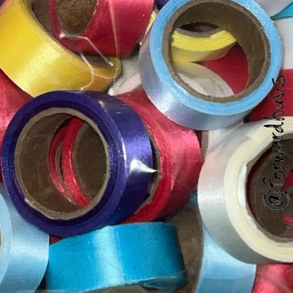 40-Roll Ribbon Lot – 1 Gallon Bag – Mixed Colors – Craft Supply
